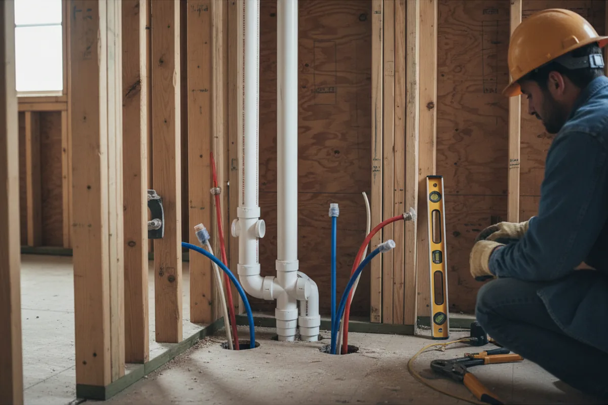 Drain and supply rough-in during Sump Pump Repair in Castaic