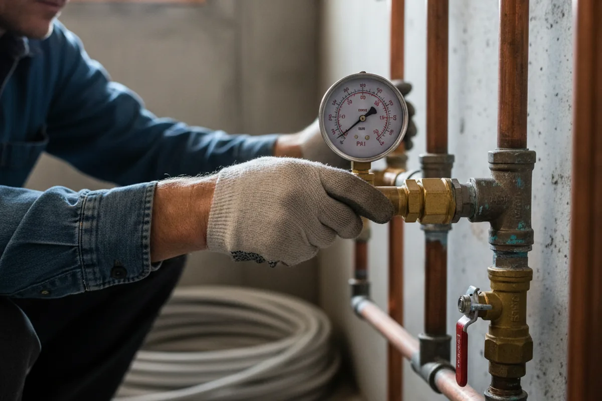 Pressure testing a repaired line during Water Line Repair in Castaic